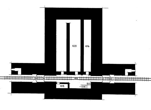 Grundplan af ammunitionsbunkerens øverste etage